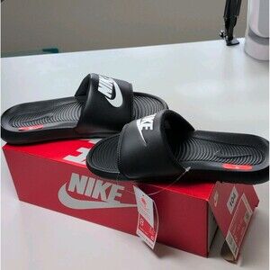 Nike Women's Slide Sandals Black White Comfort Synthetic Size 8